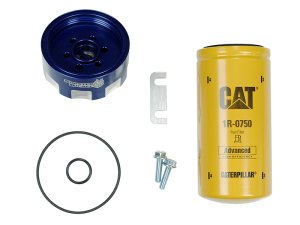 Chevrolet Silverado 3500 Fuel Filter Adapter - Sinister Diesel - Duramax 2 Micron with CNC Billet Aluminum - Blue Anodized - `01-`16